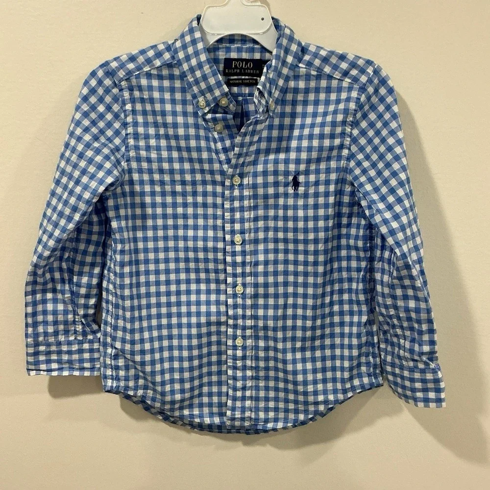 Ralph Lauren Boys‎ Button Down Shirt Lot Of 2 Long Sleeve Sz 4 4T Gingham Preppy